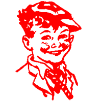 Line portrait of William in red